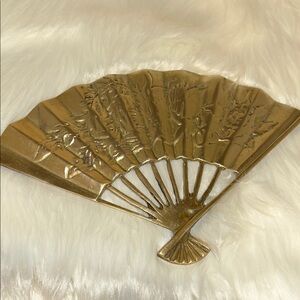 Brass Decorative Hand Fan Wall Hanging or  Paper Weigh 9oz weight
